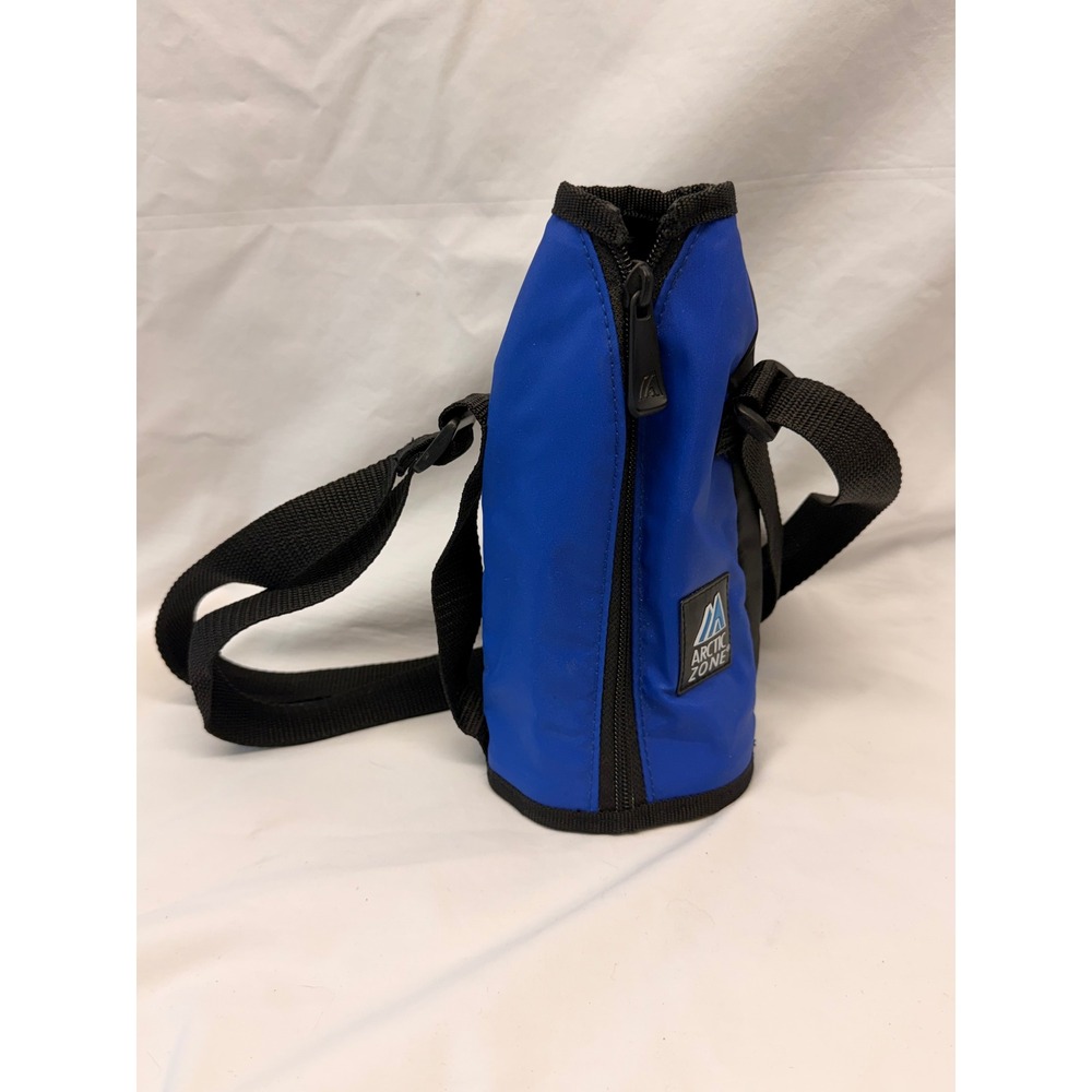 Vintage Arctic Zone Insulated Water Bottle Carrier Blue Black Adjustable Strap